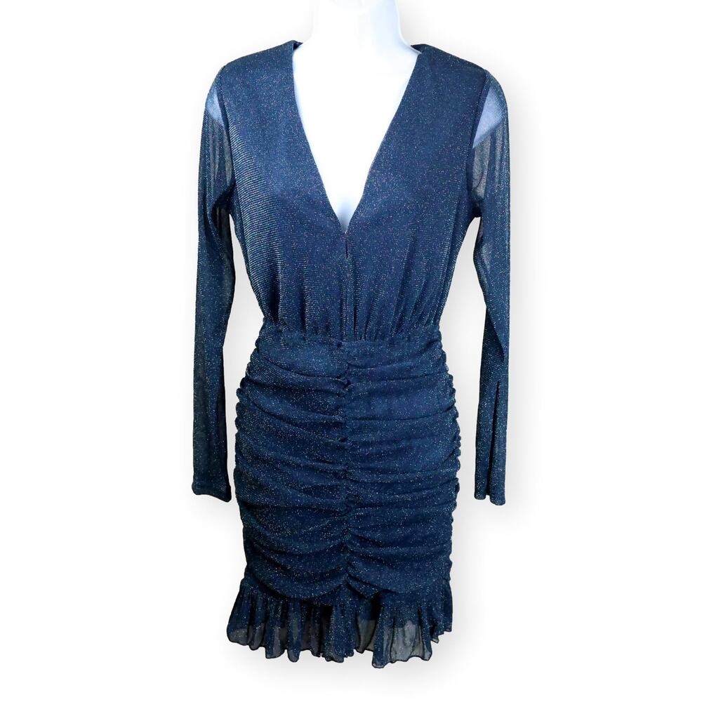 Favlux Blue Sparkly Cut Out Bodycon Dress M